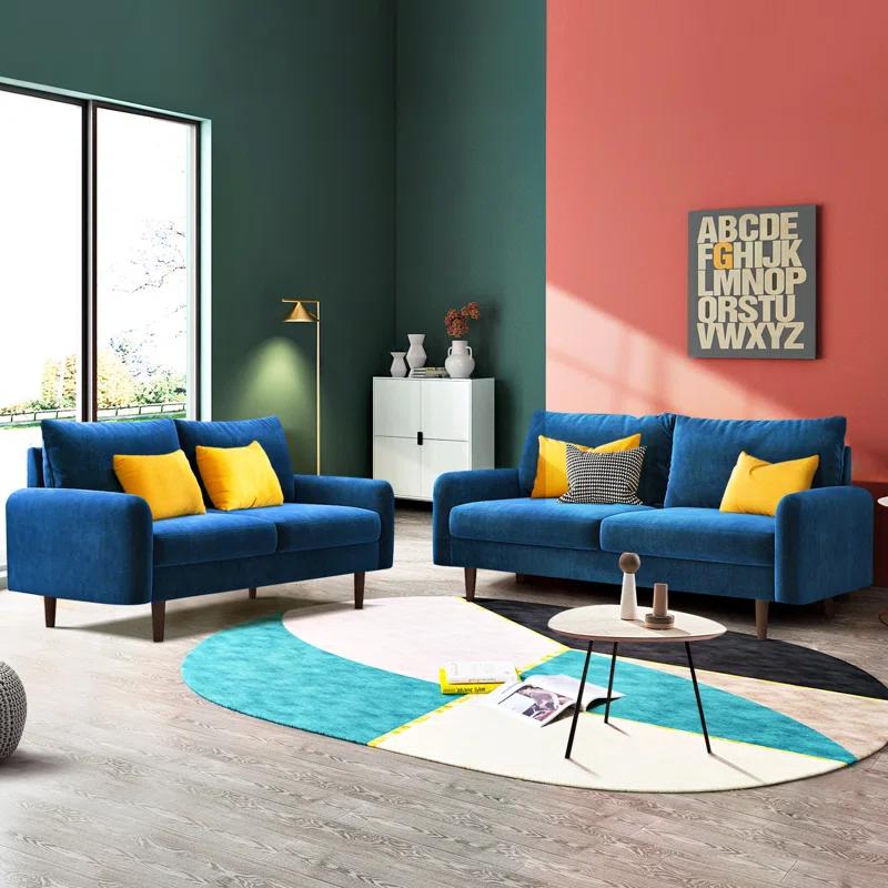 Everly Quinn Hasaam 56.3" Wide Velvet Round Arms Small Apartment Loveseat