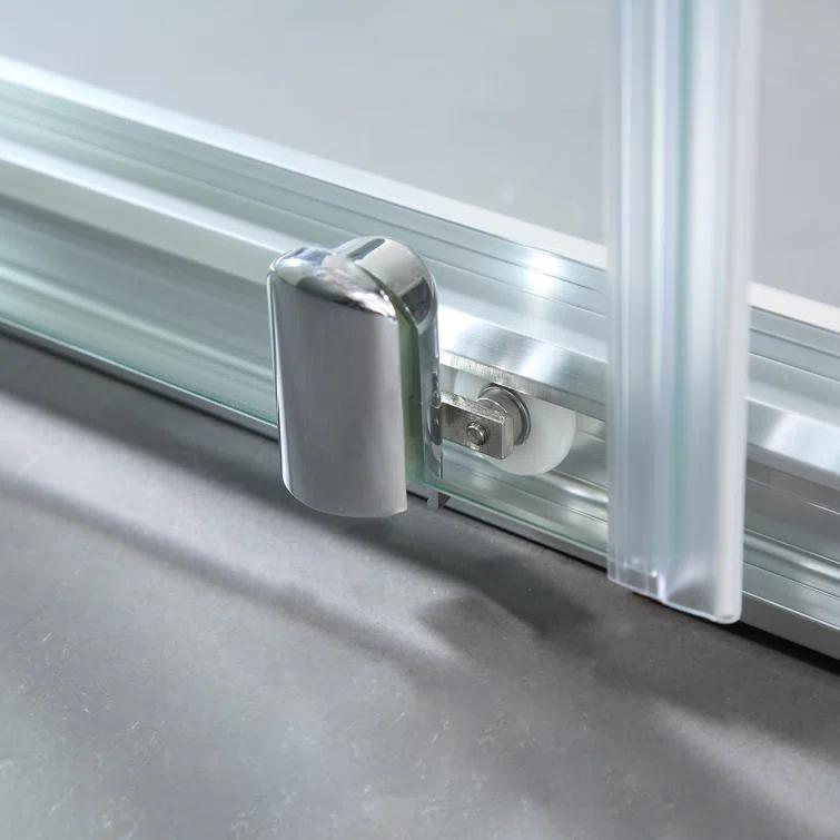 Mocoloo 60" W x 72" H Single Sliding Semi-Frameless Shower Door HMS-MOM-6A21-4-60SS