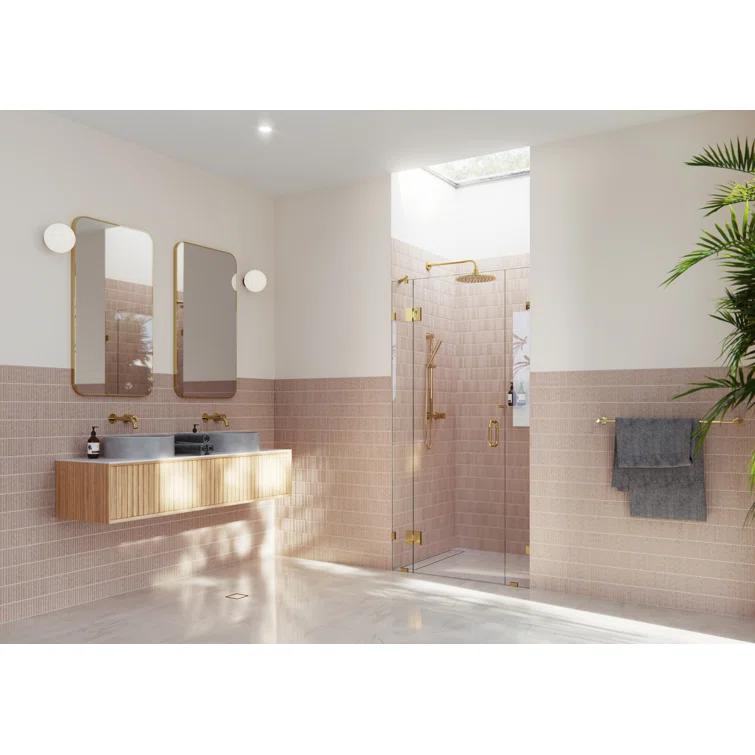 Glass Warehouse Stellar 39.25 in. W x 78 in. H Fully Frameless 3 Panel Inline Glass Hinged Shower Enclosure GHF-39.25-PB