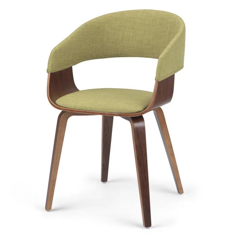 Lowell Bentwood Upholstered Dining Chair with Curved Backrest in Mid-Century Modern Style