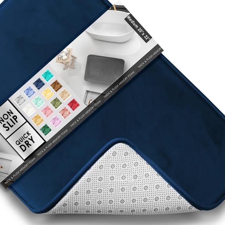 Clara Clark Ultra Soft and Absorbent Memory Foam Bath Rug Set with Non-Slip Backing