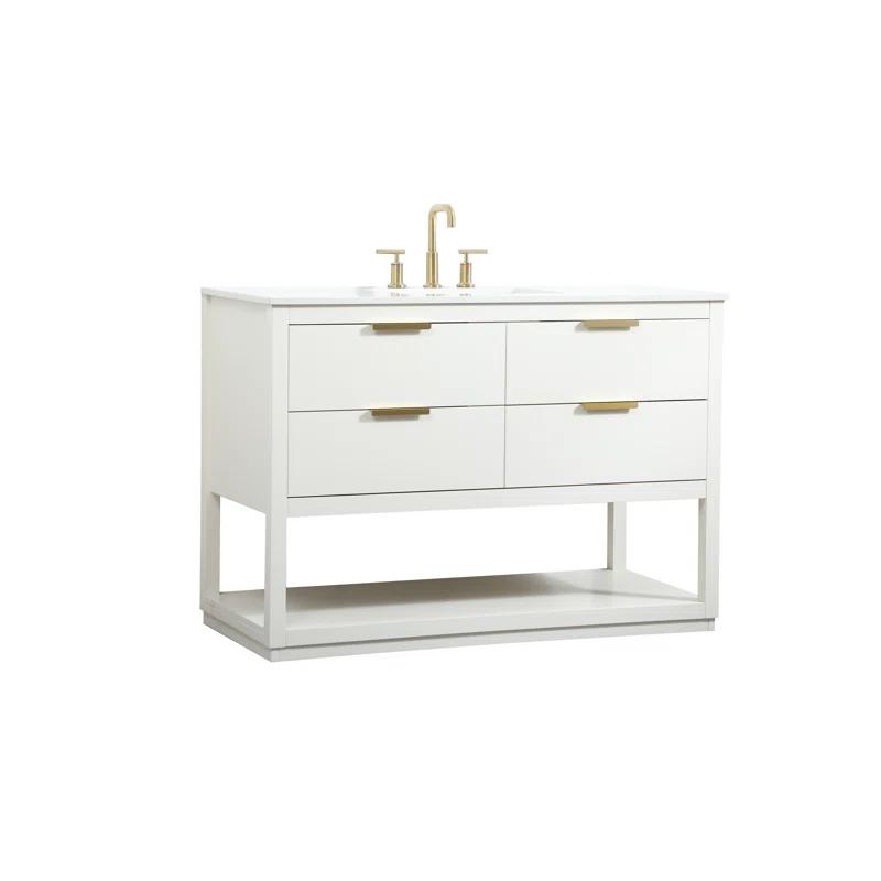 Hokku Designs Greenburg 48'' Single Bathroom Vanity with Engineered Marble Top