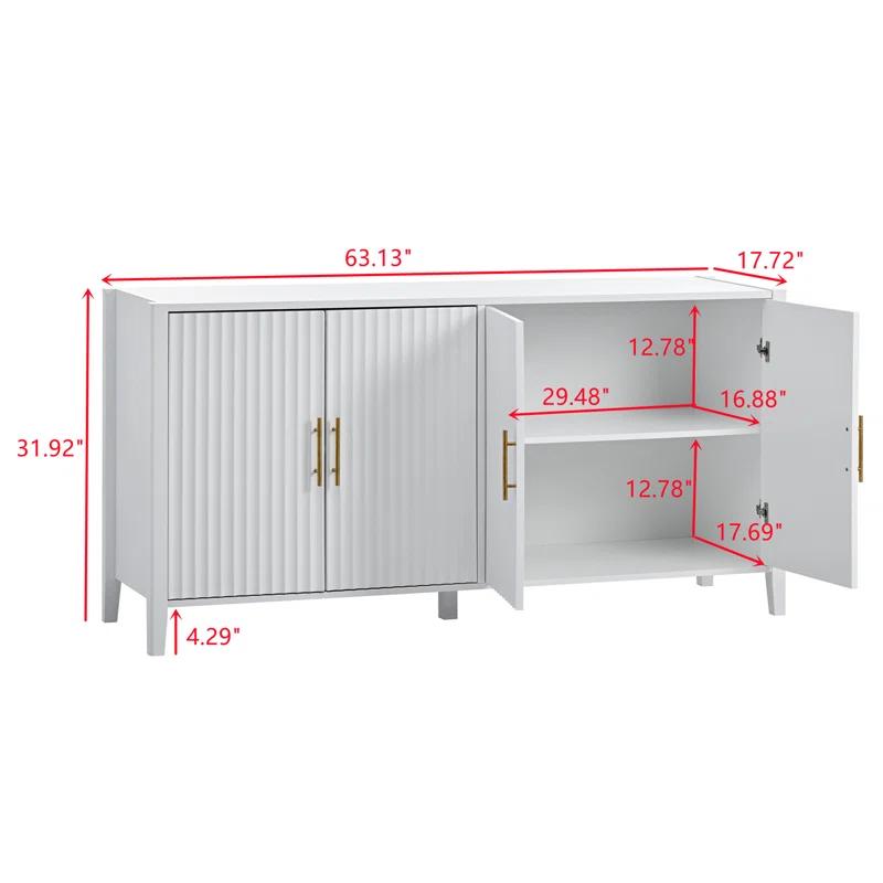 Condola Modern 63.1" Sideboard, Storage Credenza, Buffet Cabinet, Dining Cabinet with Metal Handles