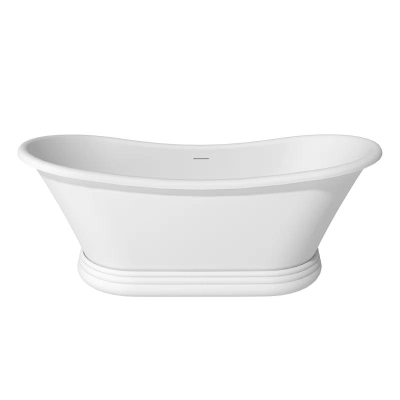 CASAINC Crescent 67.13"x 29.53" Solid Surface Stone Freestanding Soaking Bathtub CA06004S67MW