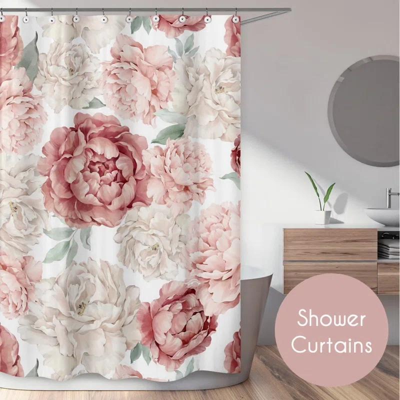 Sweet Jojo Designs Peony Floral Garden Pink and Ivory Semi-Sheer Rod Pocket Curtain Panels by Sweet Jojo Designs (Set of 2)