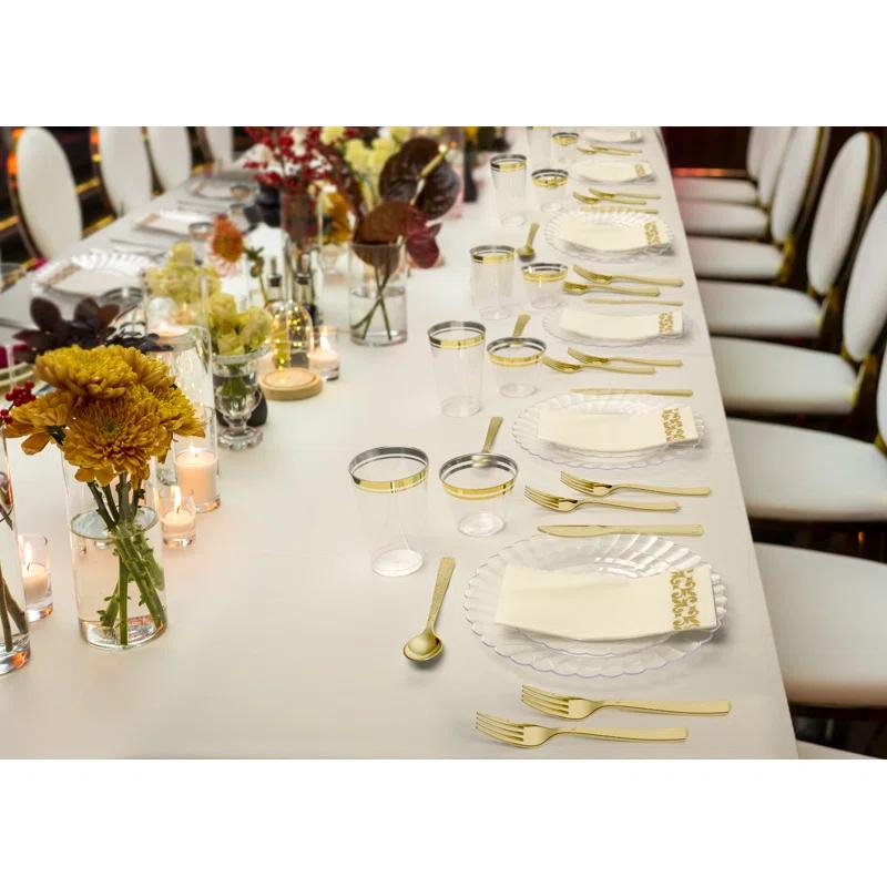 Perfect Settings Tableware 50 Pcs Clear Plastic Disposable Party Dinnerware Combo Set Dinner and Salad Size Plates (Set of 25)