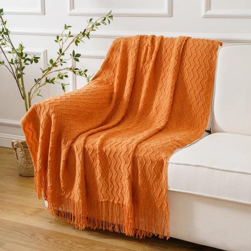 Battilo Home Throw Blanket for Couch, Textured Soft Throw Blankets, Decorative Knitted Blanket for Home Living Room Decor, 50"x60"