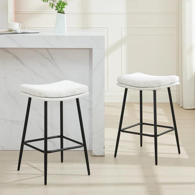 George Oliver Upholstered 26" Backless Saddle Barstools