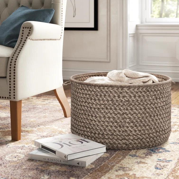 Kelly Clarkson Home Natural Wool Houndstooth Storage Basket