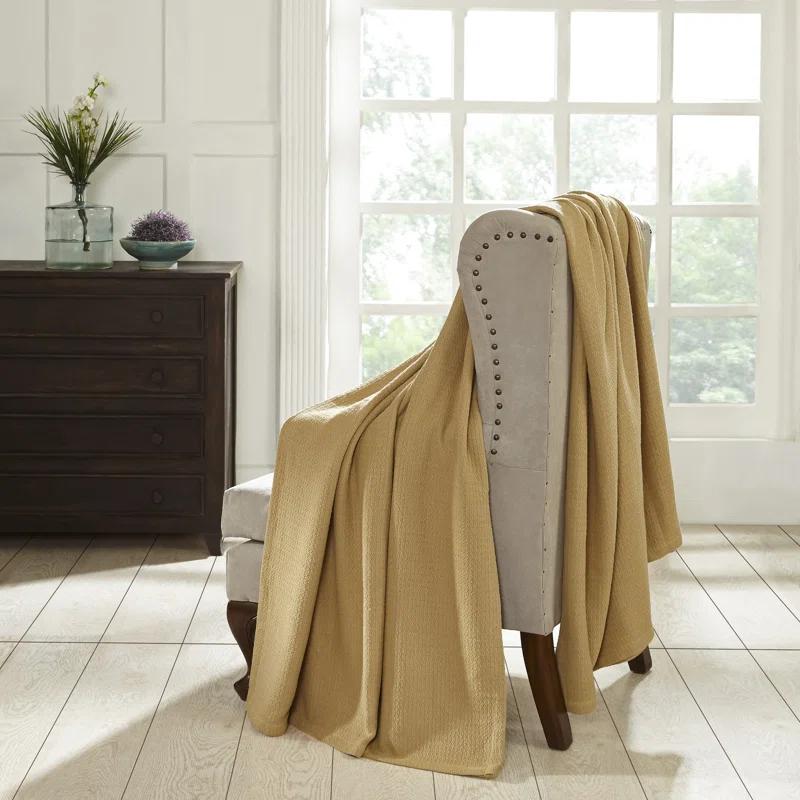 Superior Waffle Weave Honeycomb Knit Soft Textured All-Season Cotton Blanket