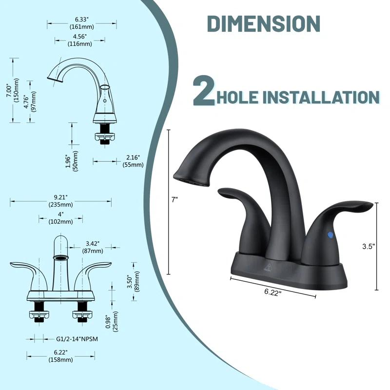 1.2 Flow Centerset Bathroom Sink Faucet with Drain
