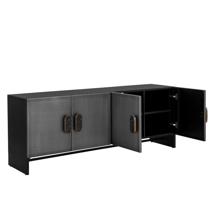 Viserys 72" Black and Silver Terrazzo Marble Sideboard