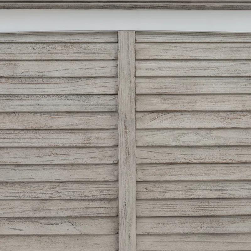 August Grove® Timeless Elegant King Headboard with Distressed Dapple Grey and White Finish, Solid Mindi Wood Frame, Anti-Tipping Safety Device, Versatile Casual Style for Serene Bedroom Ambiance