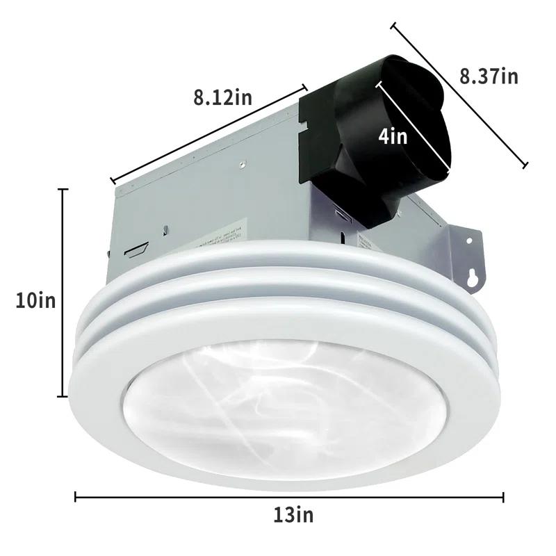 Akicon AK1480-SW 80 CFM Bathroom Fan with LED Light Round Ceiling Exhaust Ventilation Fan
