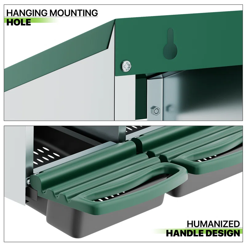 Bring Home Furniture Chicken Nesting Boxes with 3 Compartments for Laying Eggs, Galvanized Steel Hen Nesting Box with Lid Pull-Out Tray and Ventilation Design