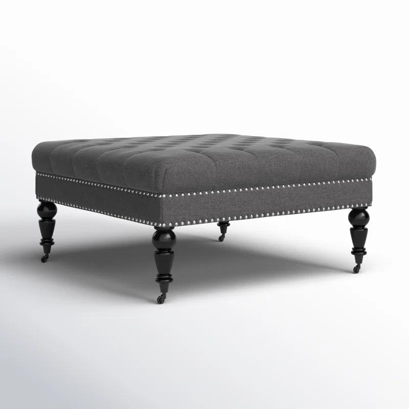 Kelly Clarkson Home Landis 35" Nailhead Trim Tufted Upholstered Ottoman