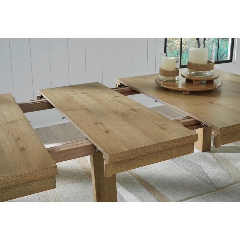 Rustic Oak Extendable Rectangular Dining Table for Ten