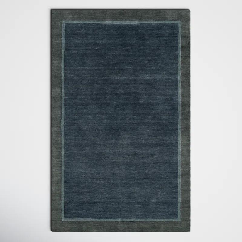 Zaley Handmade Tufted Wool Blue/Gray Area Rug