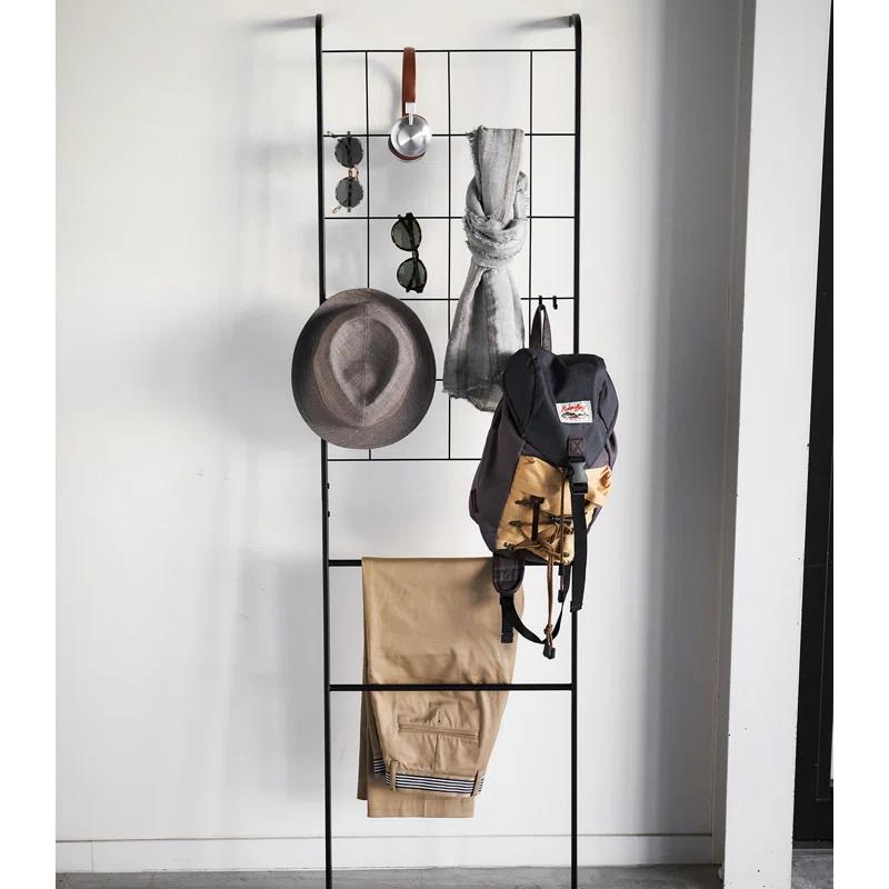 Tower Yamazaki Home Grid-Panel Leaning Ladder, Modern Storage Rack For Bedroom Or Bathroom, Steel
