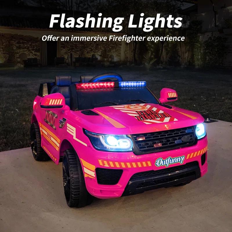 Outfunny Electric Police Car for Kids, 12 Volt Kids Ride on Toy Car with Remote Control, Bluetooth, Megaphone
