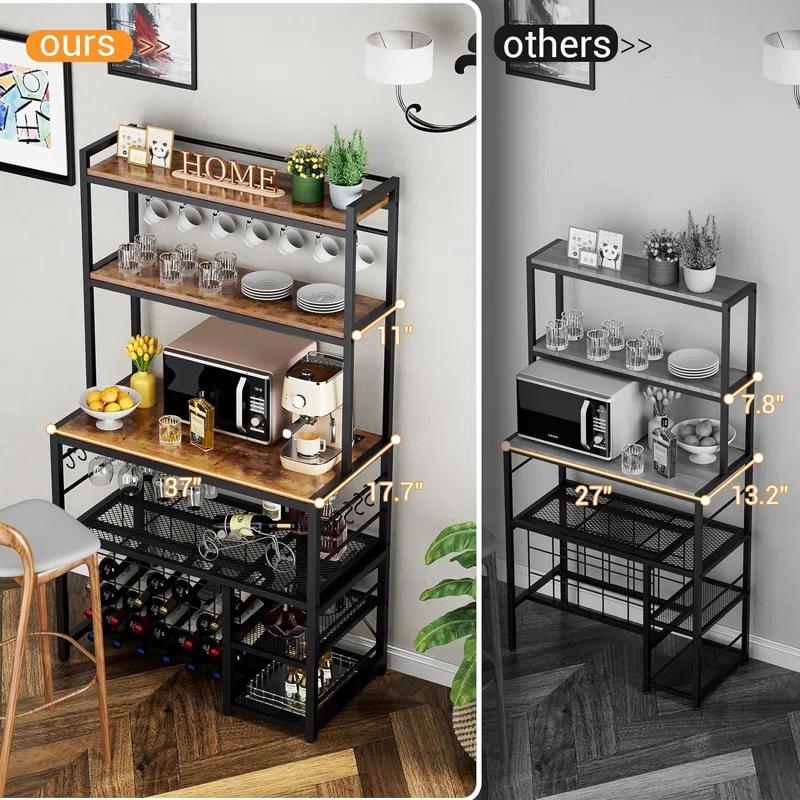 17 Stories Higginsville Wine Bar Cabinet with Outlet and LED Light