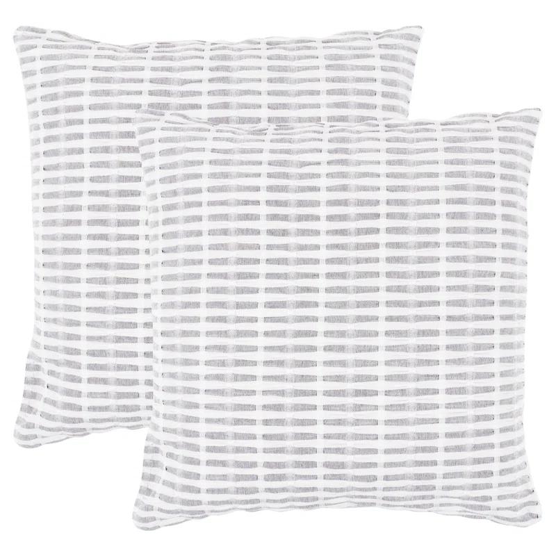 KAF Home Pleated Please Striped Cotton Pillow Cover (Set of 2)