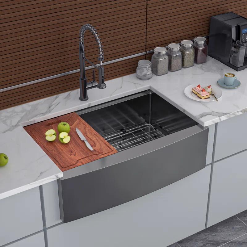 30'' L Farmhouse / Apron Single Bowl Stainless Steel Kitchen Sink