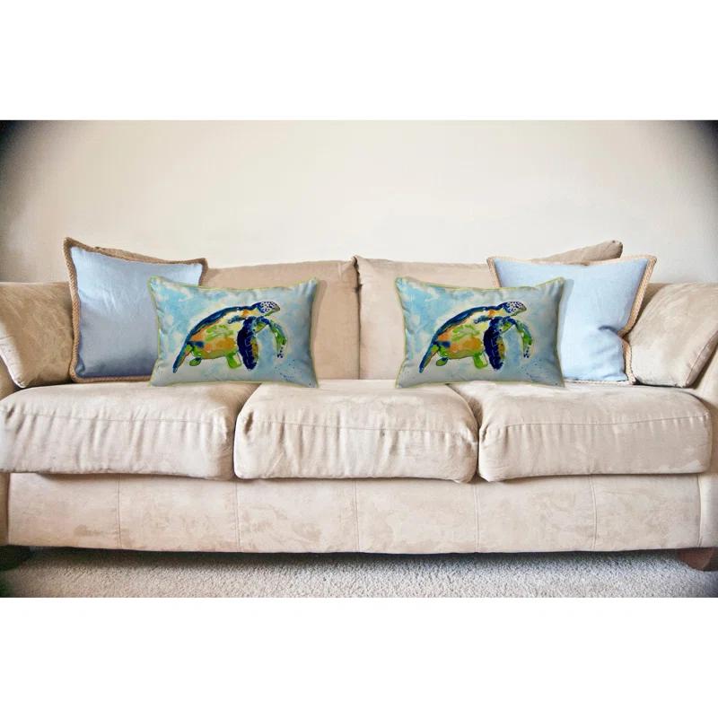 Betsy Drake Interiors Sea Turtle Indoor/Outdoor Reversible Throw Pillow