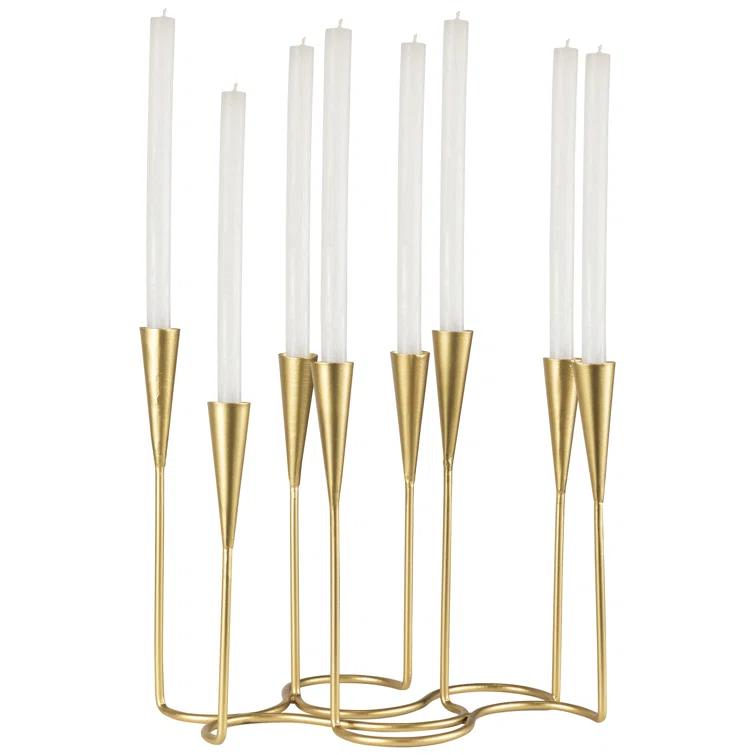 Northlight Seasonal Modern 8 Taper Candle Holder Candelabra - 11" - Matte Gold Finish
