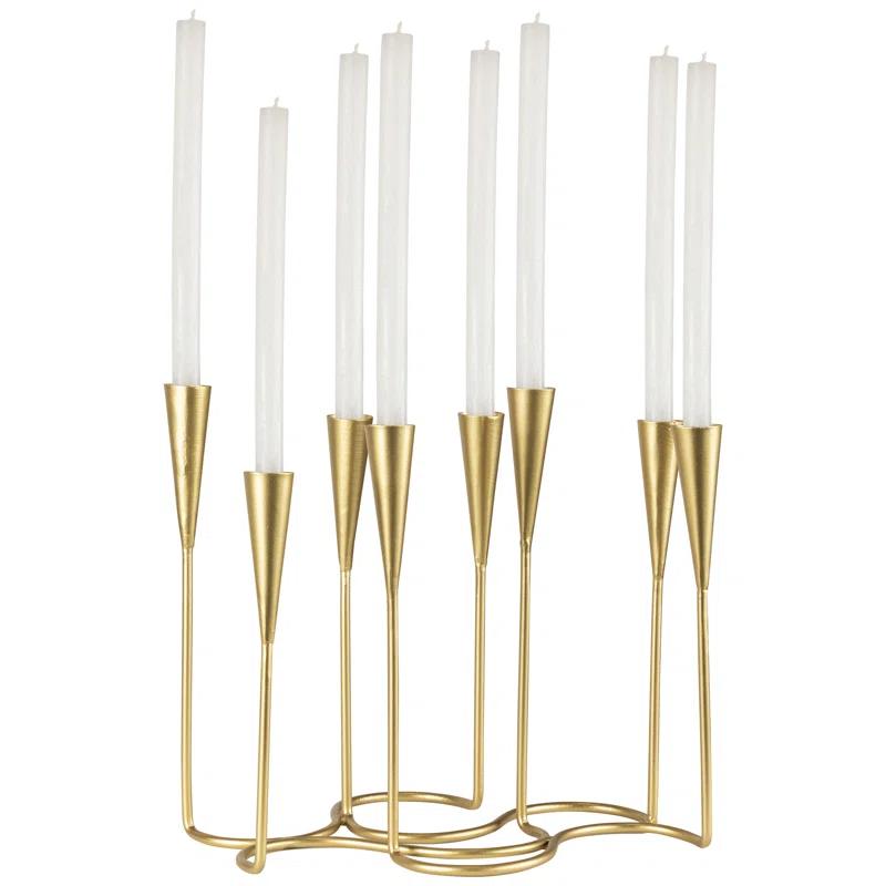 Northlight Seasonal Modern 8 Taper Candle Holder Candelabra - 11" - Matte Gold Finish