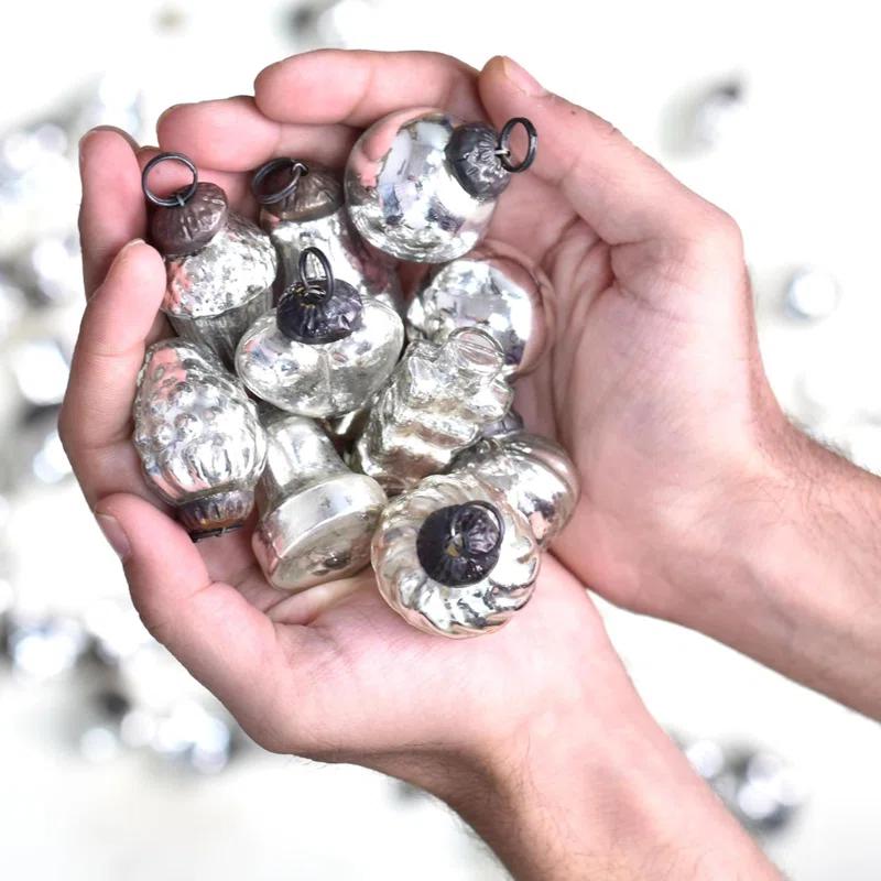25 Piece Silver Mercury Glass Christmas Ornaments Vintage Christmas Decorations For Tree, Halloween, New Year, Valentine Day, Holidays, Event And Wedding Party Decor