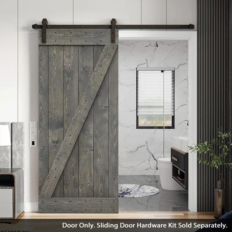 Calhome 84'' Solid Wood Paneled Painted Barn Door