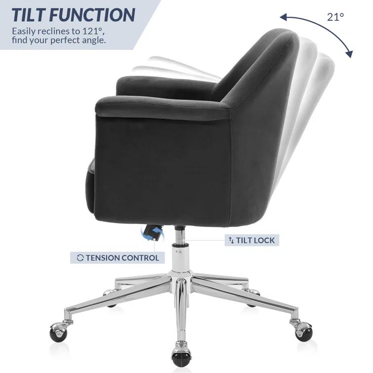 Everly Quinn Nin Ergonomic Velvet Task Chair 27.95'' W Armchair