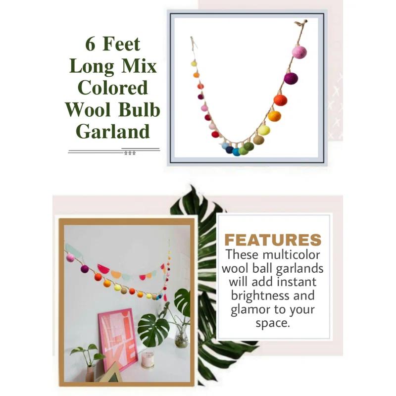 Serene Spaces Living Wool / Felt 72'' Novelty Garland Garland