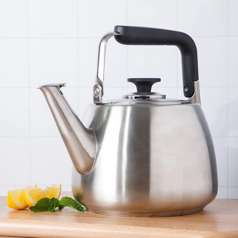 Sur La Table Kitchen Essentials Sur La Table Kitchen Essential Large 2 QT Heavy Gauge Brushed Stainless Steel Whistling Tea Kettle