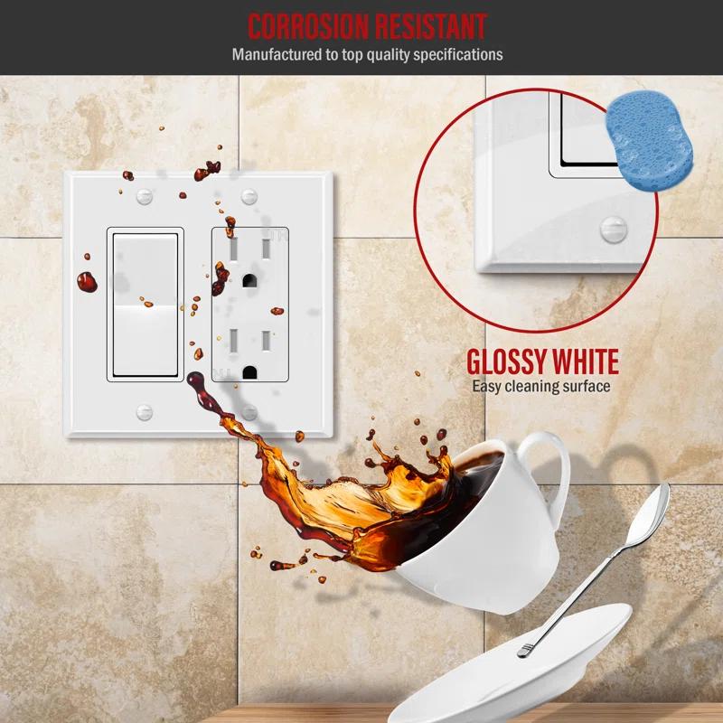 Enerlites No Subject 2 - Gang Rocker Standard Wall Plate (Set of 3)