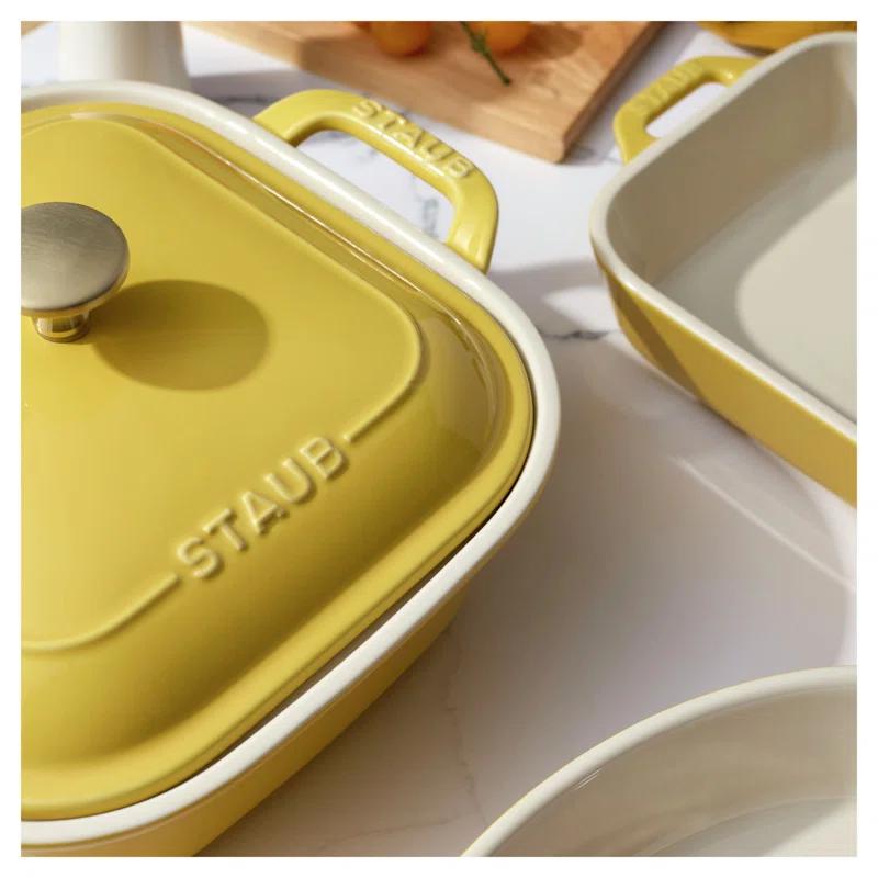 Staub Staub Ceramic 4-Pc Baking Pans Set, Casserole Dish With Lid, Brownie Pan,