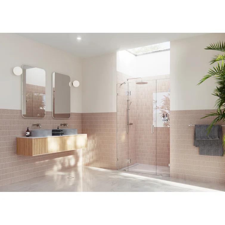 Glass Warehouse Stellar 48.5 in. W x 78 in. H Fully Frameless 3 Panel Inline Glass Hinged Shower Enclosure GHF-48.5-BN