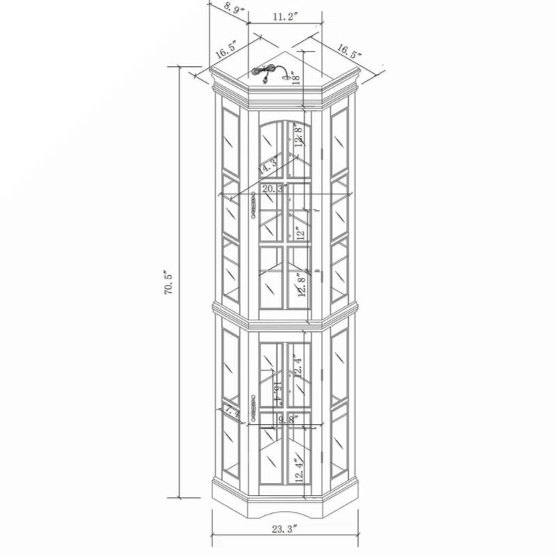 Mugsy Corner Curio Cabinet With 5 Shelves And Lighting System(E26 Light Bulb Not Included)