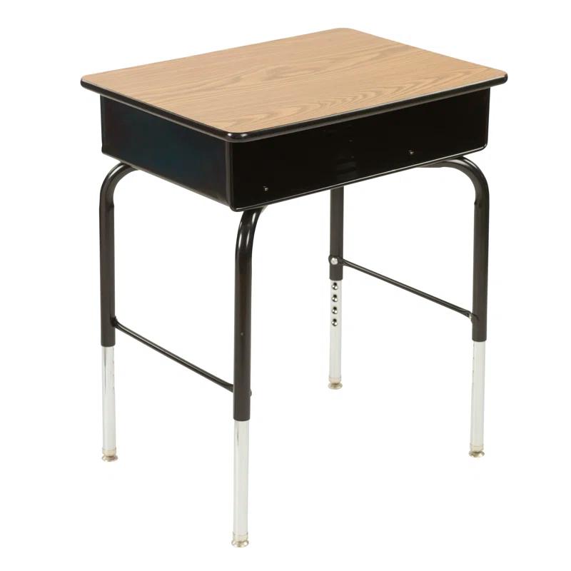 ECR4Kids ECR4Kids Open Front Desk with Metal Storage Book Box, Adjustable, Classroom Furniture, Maple/Black