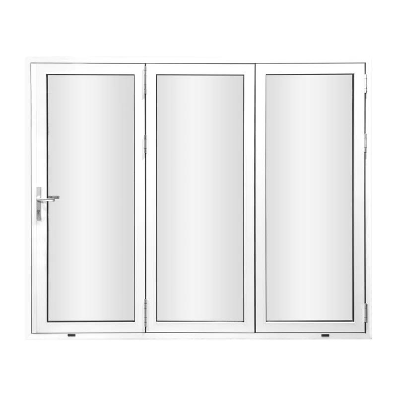 KaMic KaMic 96" inch - 3 Panels Glass Aluminum Folding Door In White