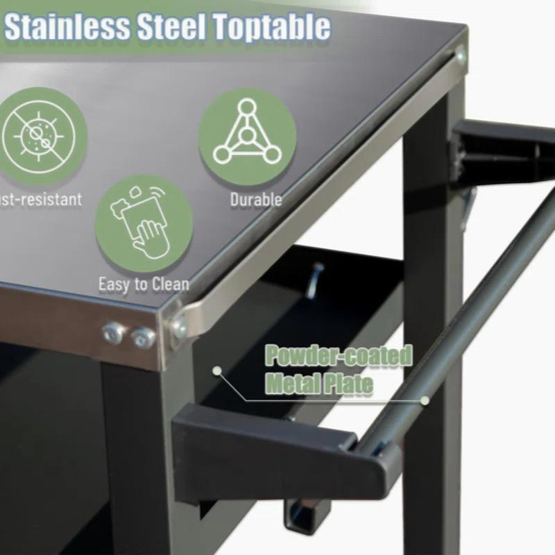 GZMWON 3-Shelf Outdoor Grill Table, Grill Cart Outdoor With Wheels, Pizza Oven Table And Food Prep Table, Blackstone Table Grill Stand  Blackstone Griddle  Outside BBQ