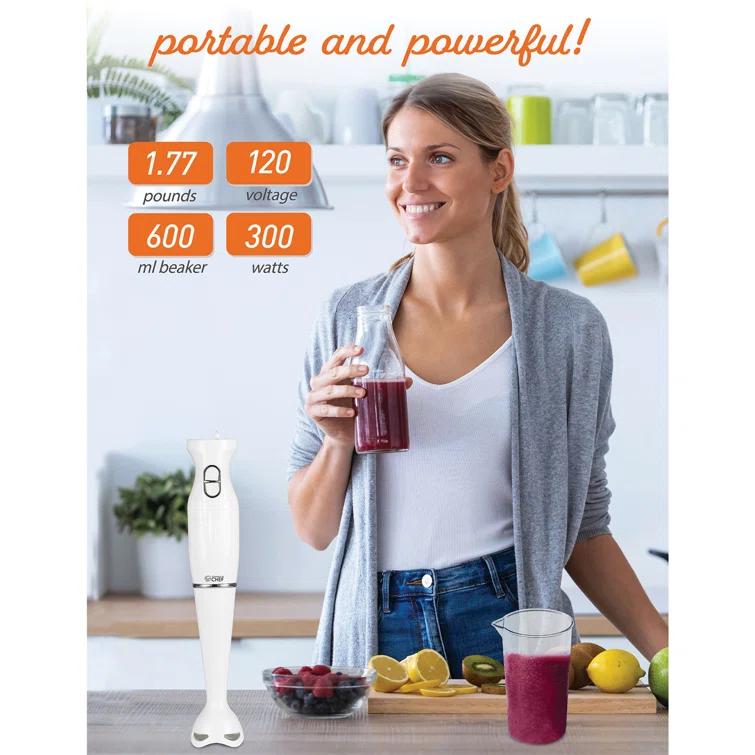 Commercial Chef COMMERCIAL CHEF Immersion Blender, Hand Blender with Stainless Steel Blades