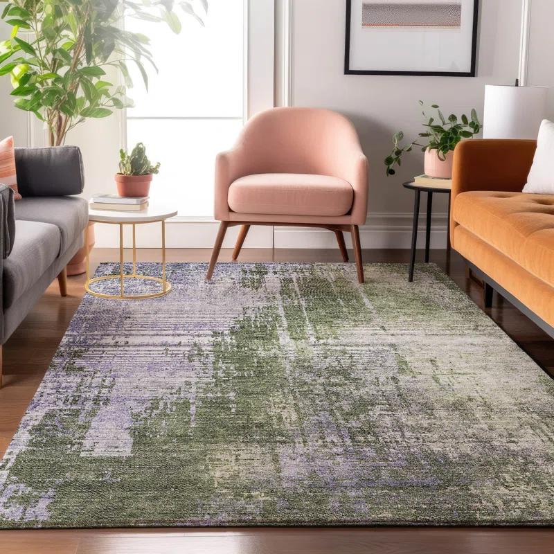 Premium Machine Washable Mayfield Olive Rug