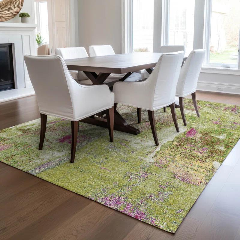 Machine Washable Indoor/Outdoor Chayden ACN989 Lime Rug