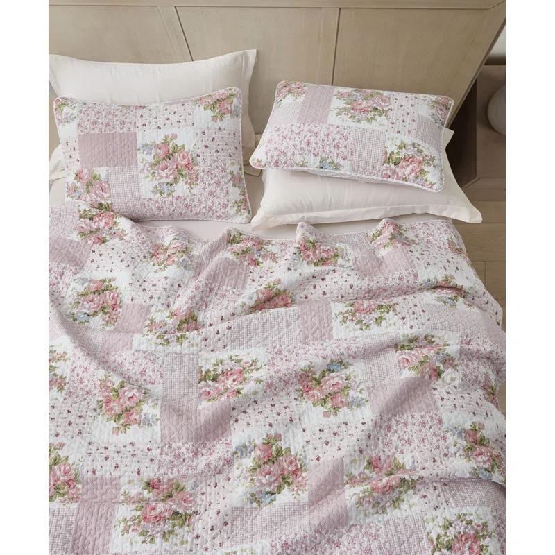 Chezmoi Collection Rosy Cotton Standard Patchwork Quilt Set