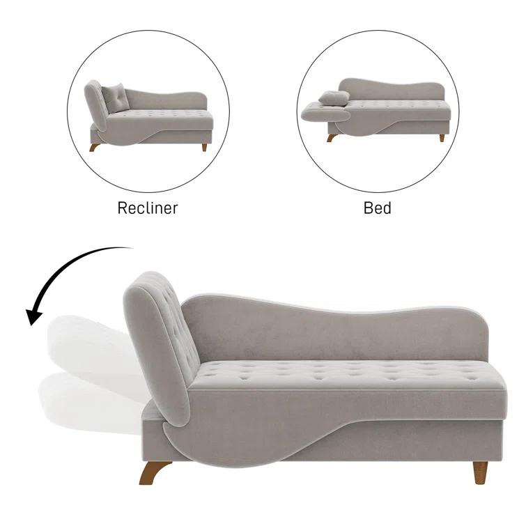 Mercer41 Acotas Velvet Upholstered Chaise Lounge with Storage