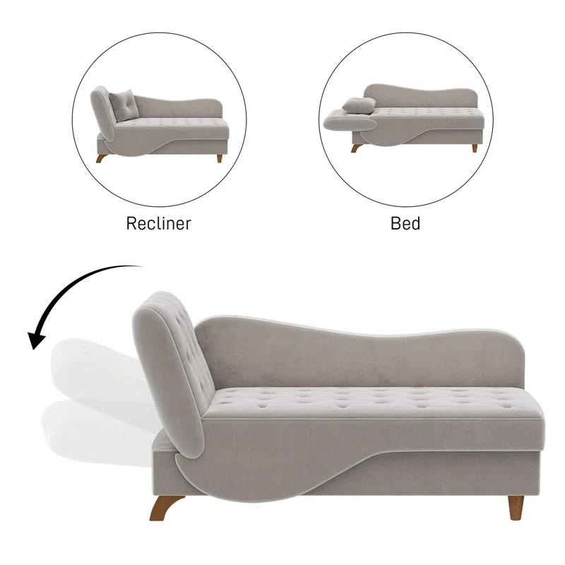 Mercer41 Acotas Velvet Upholstered Chaise Lounge with Storage