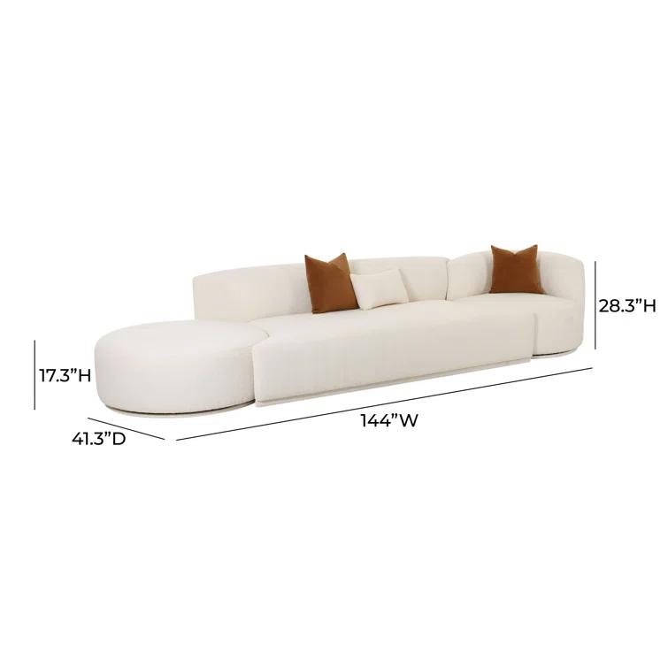 TOV Furniture Fickle Boucle 3-Piece Chaise Modular Sofa