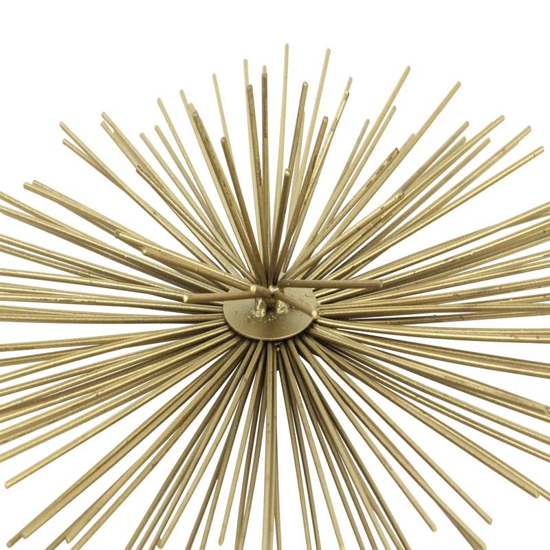 CosmoLiving by Cosmopolitan Gold Metal Starburst 3D Short Spike Home Wall Decor, Set of 3 6", 9", 12"W